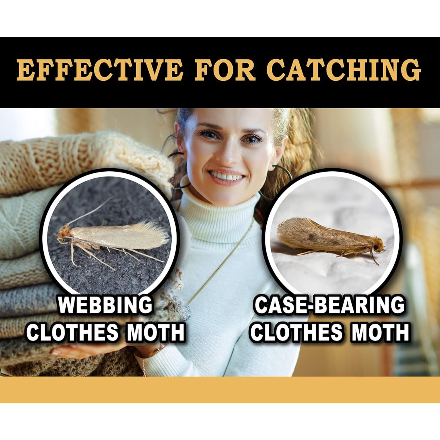 Maxguard Clothes Moth Traps (12+2 Free Traps) Extra Strength Pheromones | Non-Toxic Sticky Glue Trap For Closets And Carpet Moths | No Mothballs | Lure, Trap And Kill Case-Bearing Webbing Moths |
