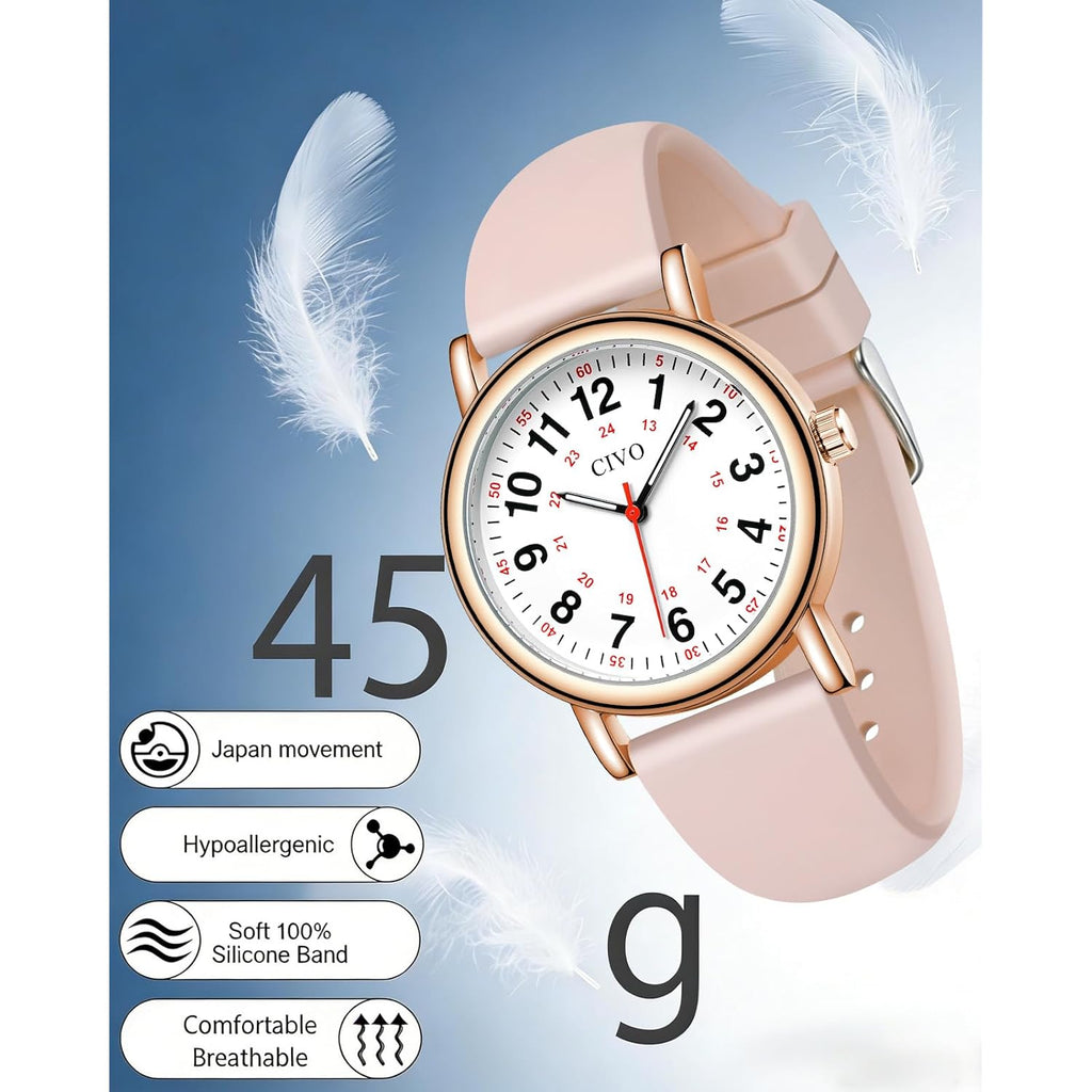 CIVO Nurse Watches for Women Men: Analog Waterproof Watch with Second Hand Easy-Read Dial - Gifts for Nurses Doctors Medical Student