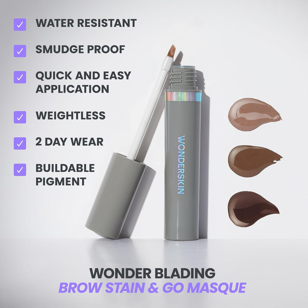 Wonderskin Wonder Blading Brow Stain & Go Masque - Long Lasting Eye Brow Tint, Transfer Proof And Smudge Proof Eyebrow Tint Stain (Dark Brunette)