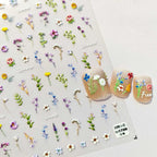 5D Embossed Flower Nail Stickers for Nail Art - Flower Nail Art Stickers Spring Summer Floral Leaf Plant Nail Decals Self-Adhesive Nail Supplies Manicure Sliders Flowers Sticker for Women Girls DIY