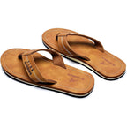 Quickshark Mens Flip Flops Leather Thong Sandals Arch Support Beach Slippers