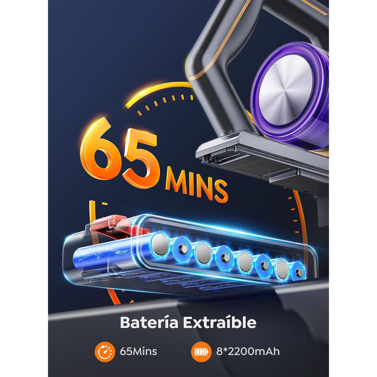 Inteture Cordless Vacuum Cleaner, 650W 55Kpa 70 Mins Vacuum Cleaners For Home, Anti-Tangle Stick Vacuum With Touch Screen, Wall Mount Charging, Upgraded Vacuum Cordless For Pet Hair/Carpet/Floors