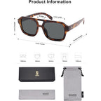 SOJOS Retro Aviator Sunglasses for Womens Mens Polarized Trendy Square Designer Inspired Shades 80s 90s Sun Glasses SJ2342 Tortoise Grey