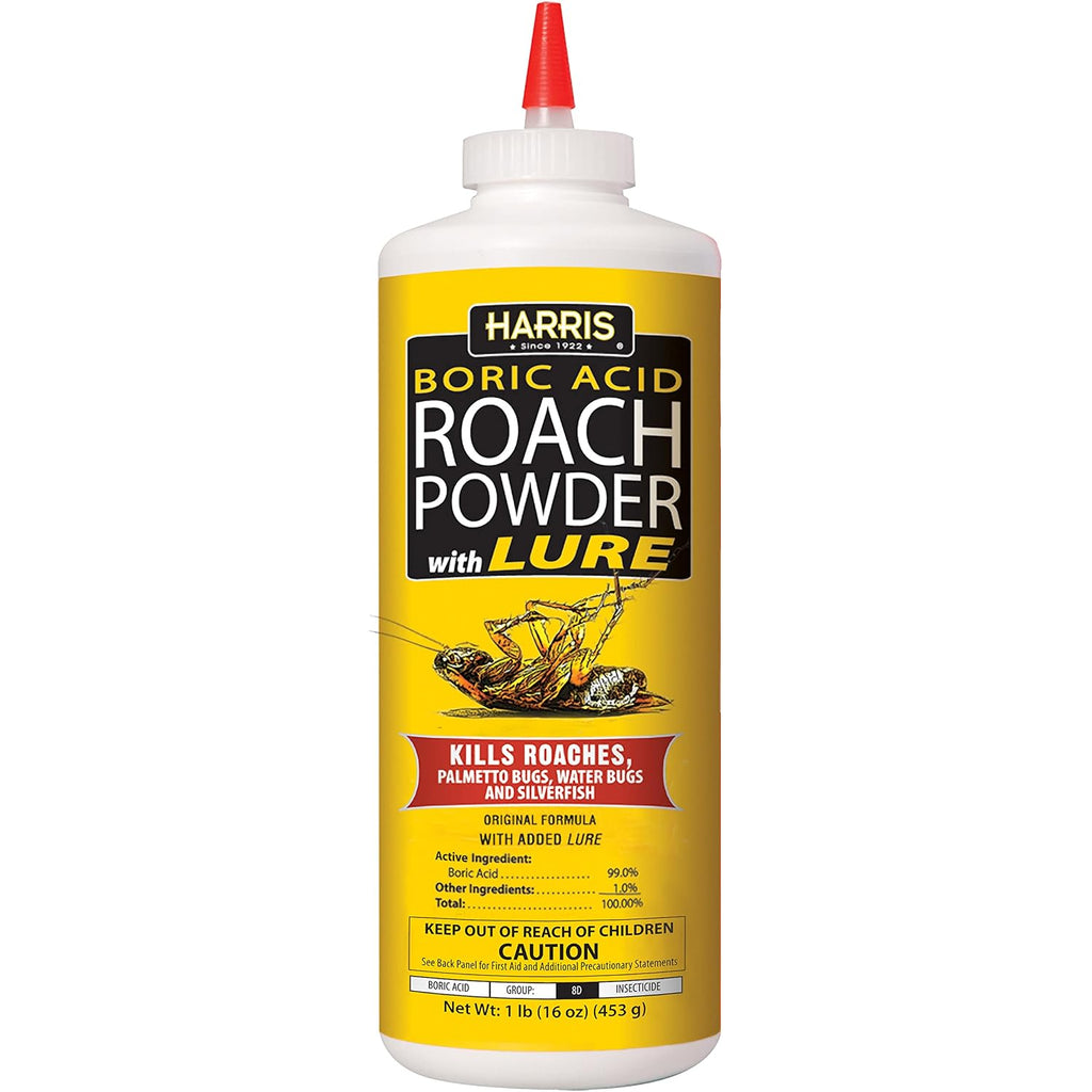 Harris Boric Acid Roach And Silverfish Killer Powder W/Lure For Insects (16Oz)