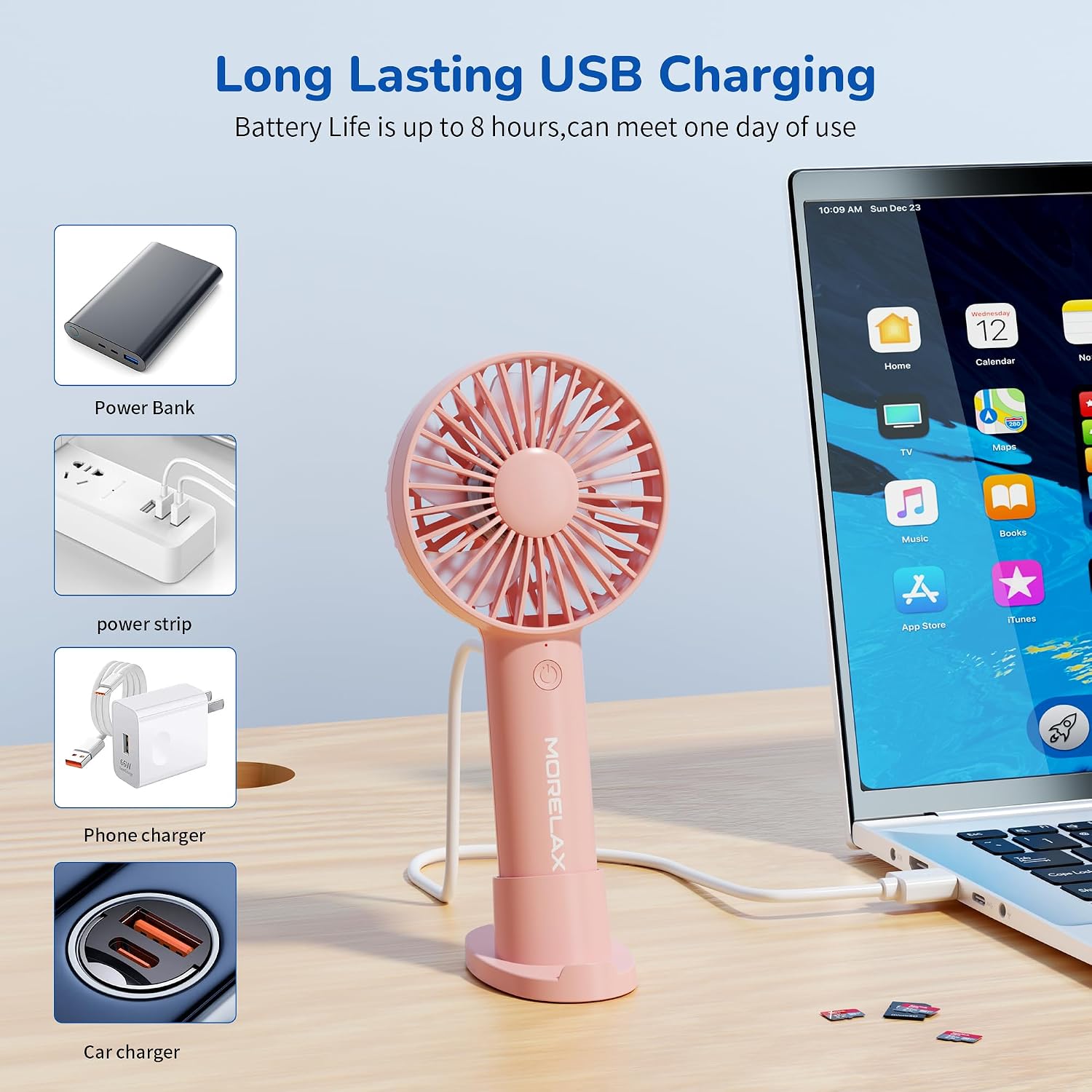 Jancane Handheld Fan, Portable Fan, 4000Mah Rechargeable Personal Fan, 10H Battery, Strong Wind, Small & Powerful, Cute Design For Travel, Makeup, Girls Women Summer Travel Essential Gift