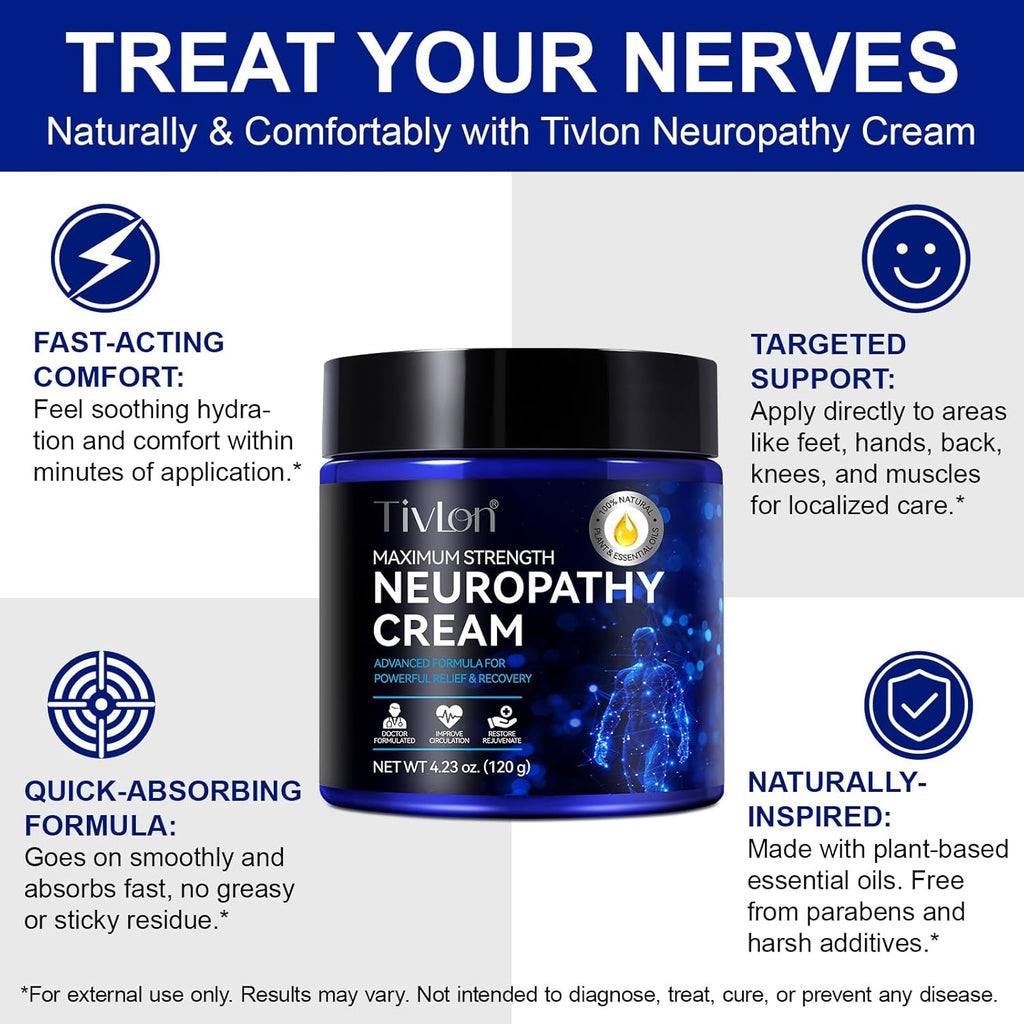 ZIXAOK Neuropathy Pain Relief Cream - Soothes Burning, Tingling & Nerve Discomfort in Feet, Hands, Legs, Fast-Absorbing Formula with Natural Ingredients, Deep Moisturizing for Men & Women