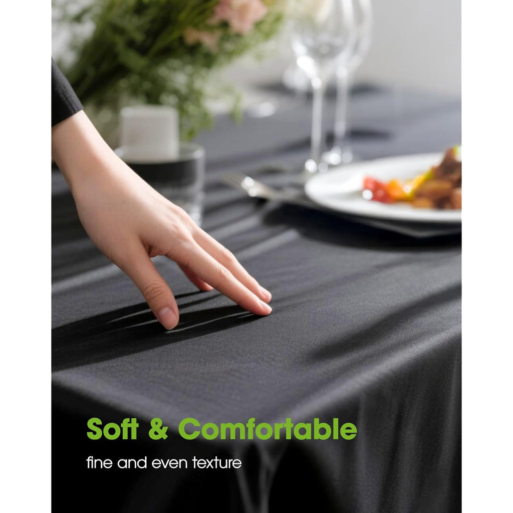 Pureegg Rectangle Table Cloth 60" x 84" – Durable Polyester Tablecloth Offers Reusable & Washable Protection, Ideal for Outdoor Party, Picnic, Wedding, Banquet and Birthday, 1 Pack, Black