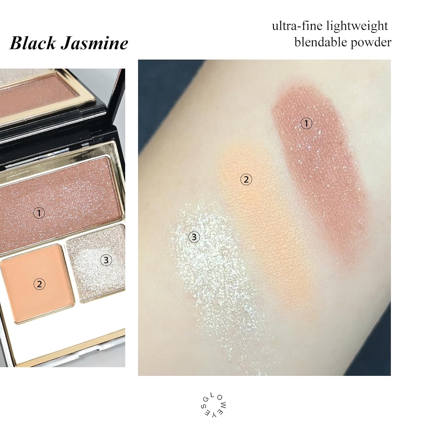 KYDA 3 Colors Eyeshadow Palette, Peach Nude Beige Matte Shimmer Grey Rose Eyeshadow, Pale Champagne Pearl Eyes Shadow, High Pigmented Lasting Ultra-fine Neutral Eye Shadow, Mini Eyes Glitter Makeup
