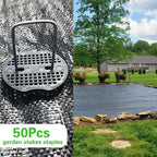 50Pcs Garden Stakes Staples + 50Pcs Gasket, Bakulyor 6 Inch Lawn Landscape Staples 11 Gauge U Shaped Galvanized Landscape Pins, Heavy Duty Yard Ground Pin For Weed Barrier Sod Fabric Decorations - 6"