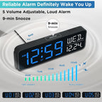 Peakeep Large Display Digital Alarm Clock For Bedroom With Date Day Of Week | Calendar Desk Table Clocks For Living Room Office, Dimmable Plug In Electric Clock Battery Backup, 5 Volumes, Loud, Auto Dst