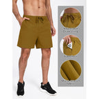Feiersi Men'S 5 Inch Casual Shorts Elastic Waist Drawstring Summer Beach Shorts With Multi-Pockets