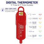 Lonicera Digital Cooking Thermometer For Bread, 5-Inch Probe, Red | 2–3 Second Instant Read, Ipx6 Waterproof, Backlit Display, ±2°F Accuracy, For Bread, Dough, Liquids, Water And Meat