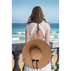 Double Couple Womens Straw Hat Wide Brim Floppy Beach Sun Hat for Women UPF 50+ Adjustable Strap Vacation