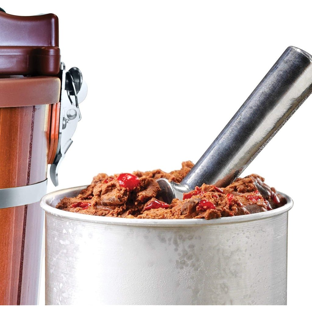 Nostalgia Electric Ice Cream Maker With 6 Qt Capacity - Old Fashioned Ice Cream Machine Makes Frozen Yogurt Or Gelato In Minutes- Vintage Wooden Style Ice Cream Maker With Aluminum Canister- Dark Wood