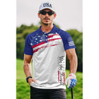 Mainfini Men'S Patriotic Polo Shirts Stretch Upf 50+ Short Sleeve Raglan American Graphic Golf Shirt (S-3Xl)