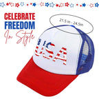 American Flag Trucker Hat USA Snapback Hat 4th of July Patriotic Hats for Men Women Red Blue White 2