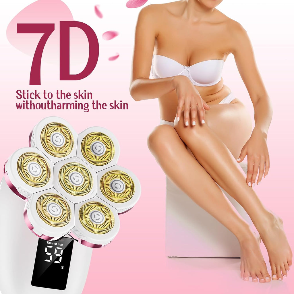 Electric Razors for Women, 7D Floating Head Cordless Shaver, Wet/Dry Painless Hair Remover with Detachable Head, Waterproof for Face, Legs, Underarm, Ideal Gift (Pink)