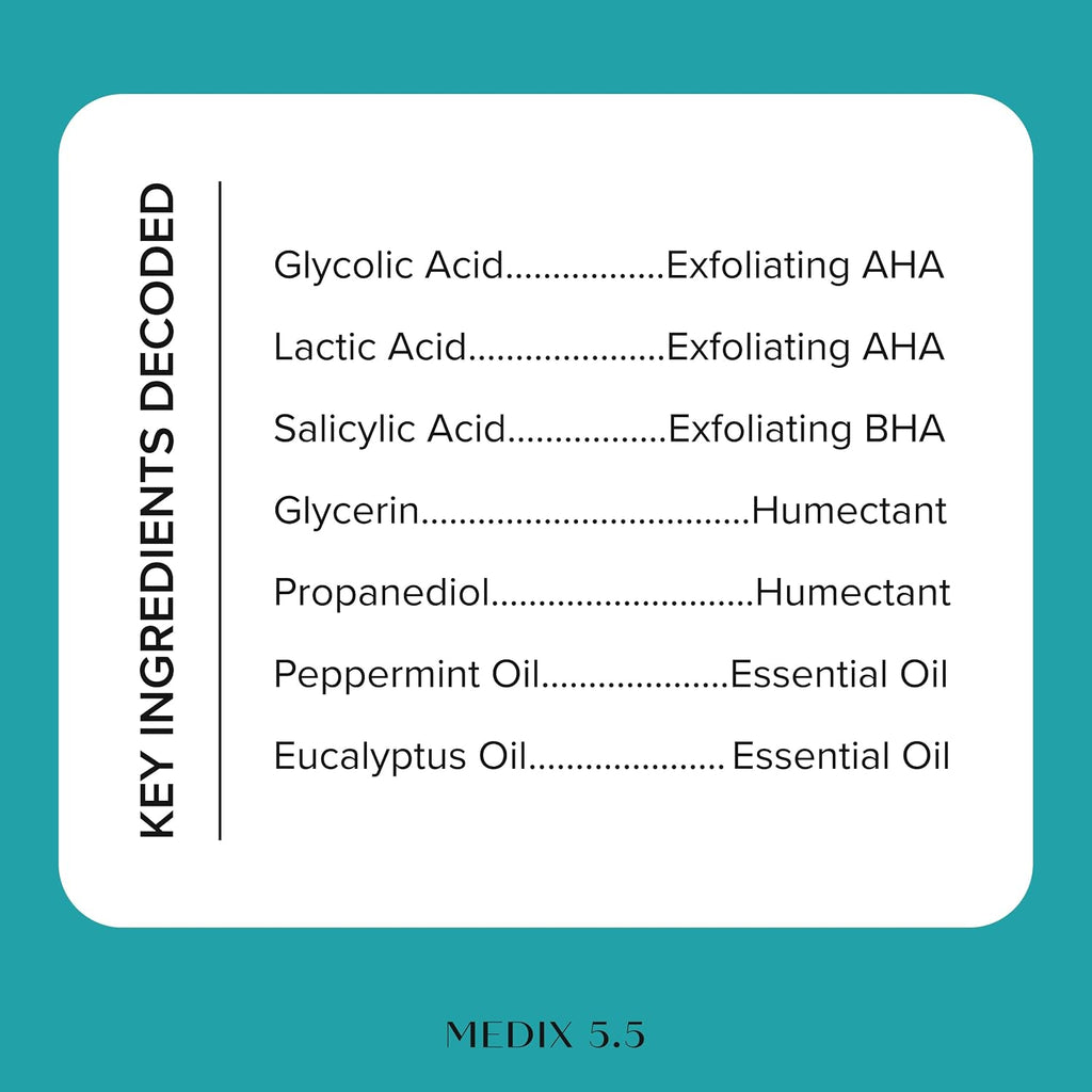 Medix 5.5 Glycolic Acid + Lactic Acid Exfoliating Body Wash Gel | Kp Bump Eraser | Aha Exfoliant Skin Care Body Cleanser | Keratosis Pilaris & Acne | Anti Aging Aha Foaming Body & Face Wash, 15 Fl Oz