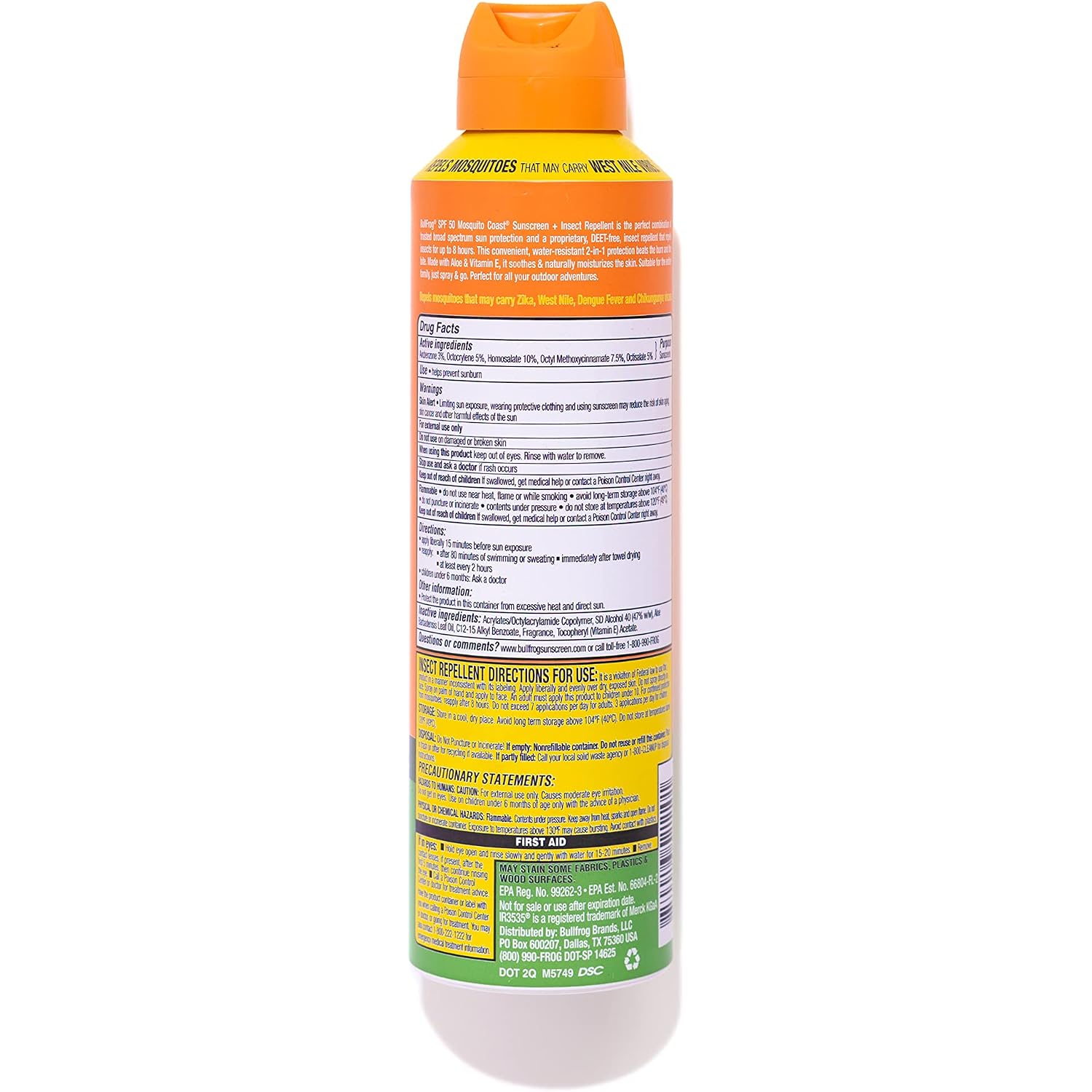 Bullfrog Mosquito Coast Bug Spray Insect Repellent + Sunscreen Spf 50, Continuous Spray 5.5Oz | Body-Sunscreens