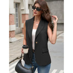 2026 Summer Women'S Sleeveless Vest Tops - Lightweight Breathable Lined Trendy Casual Work Office Blazer - Pockets