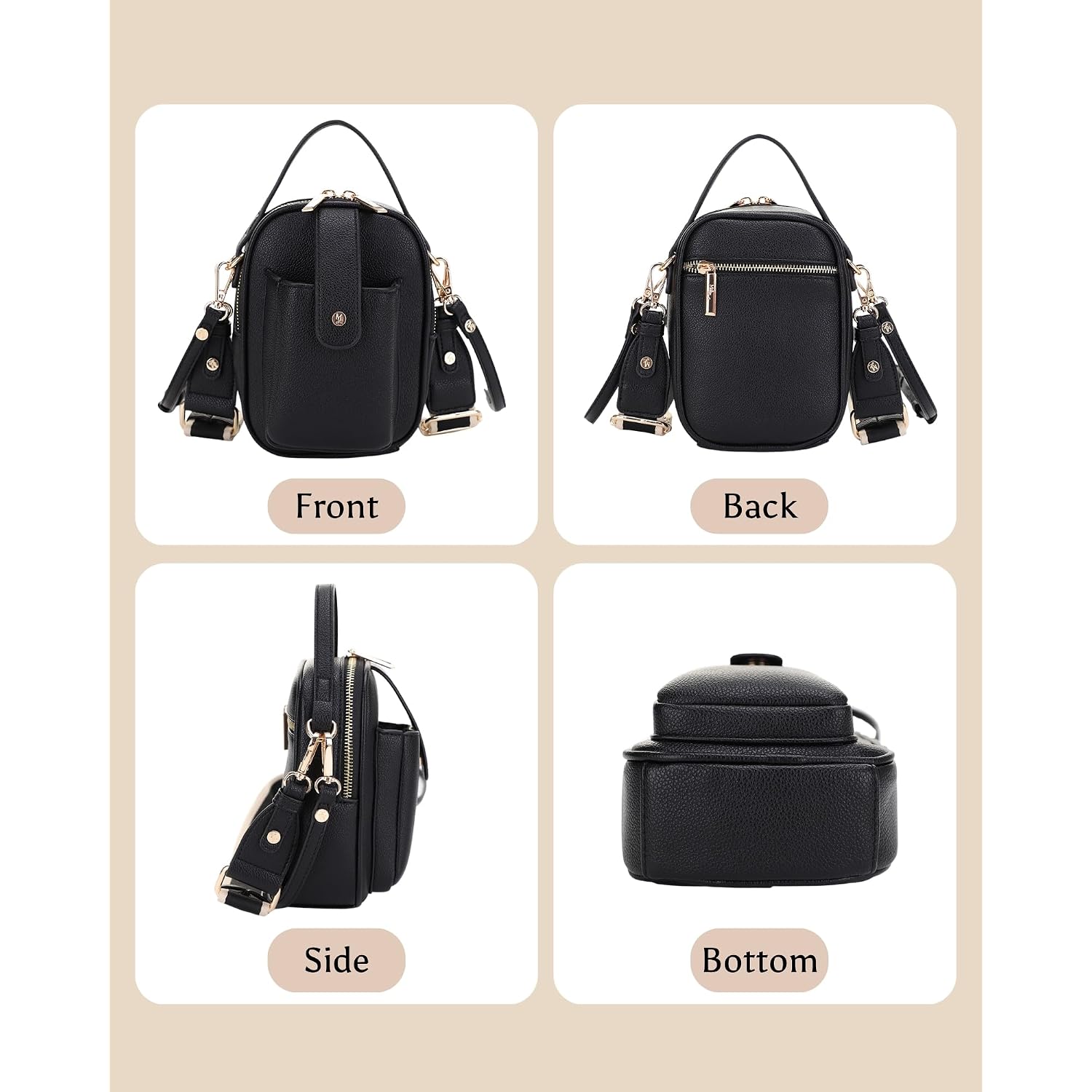 Gail Vegan Leather Multi Compartment Crossbody Bag