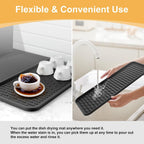 Silicone Coffee Mat, 24''X16'' Bar Mat With Detachable Dish Drying Mat - Fits Under Coffee Maker & Dish Rack