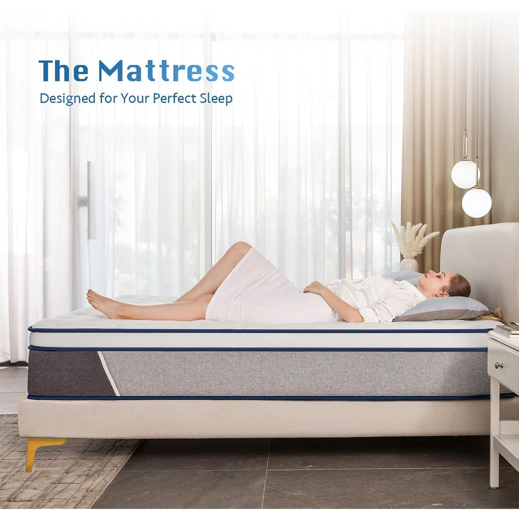 Full Mattress, 12 Inch Full Size Mattresses | Medium Firm - Cooling Gel Memory Foam & Zoned Pocket Coils For Pressure Relief, Spinal Alignment & Extra Lumbar Support | Motion Isolation |