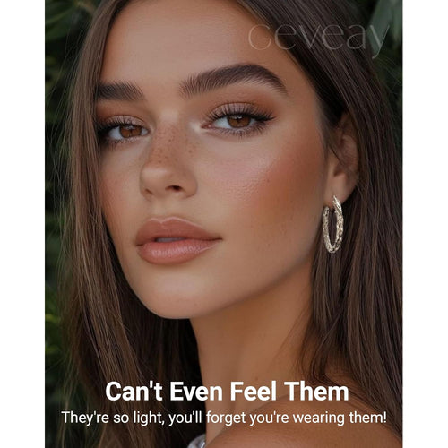 925 Sterling Silver Post Hoop Earrings Lightweight Twisted Hoop Earrings for Women Hypoallergenic Large Hoop Earrings 30/40/50MM