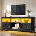 Yitahome 59" Tv Stand With Power Outlet & Led Light For 65 Inch Tvs, Black | Farmhouse Entertainment Center With Storage Cabinets, Media Console Living Room Furniture