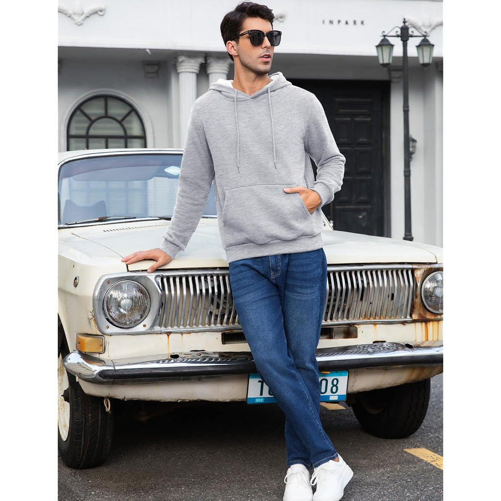 Flygo Mens Active Hoodies Fleece Lined Hoodie Lightweight Casual Athletic Workout Long Sleeve Hooded Sweatshirt