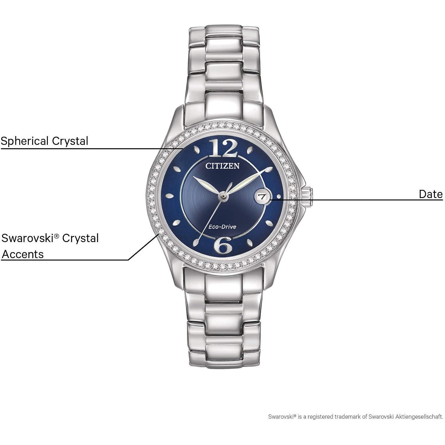 Citizen Women'S Eco-Drive Dress Classic Crystal Watch In Stainless Steel