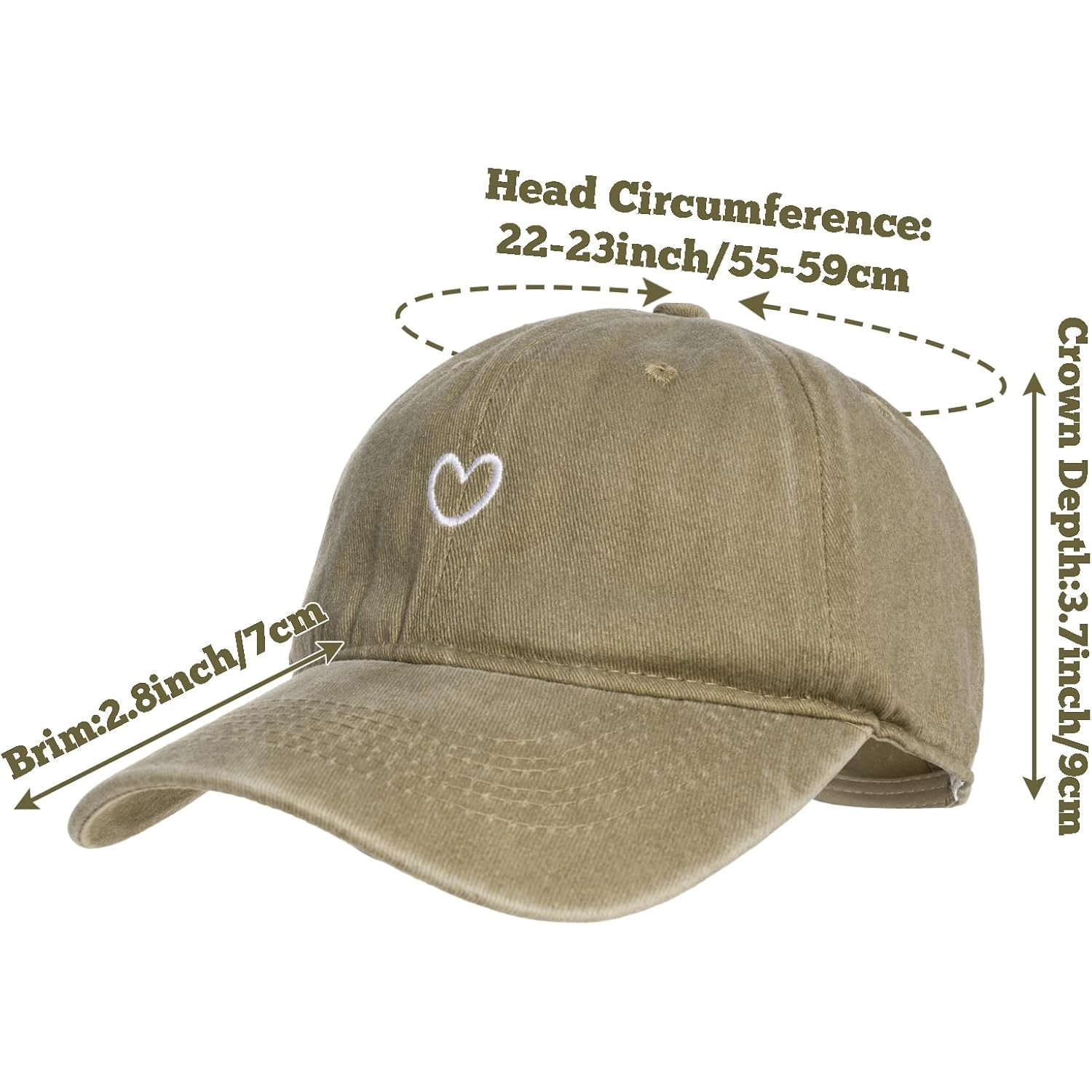Womens Baseball Cap Cute Heart Embroidered Hat Vintage Sport Visors Adjustable Baseball Caps for Women and Men