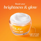 Olay, Vitamin C Max Face Moisturizer, Brightening Cream For Women, Hydrating, Evens Tone, Dark Spot And Hyperpigmentation Reduction, Glowing Skin Care - Niaciniamide, Peptides, 1.7 Ounce