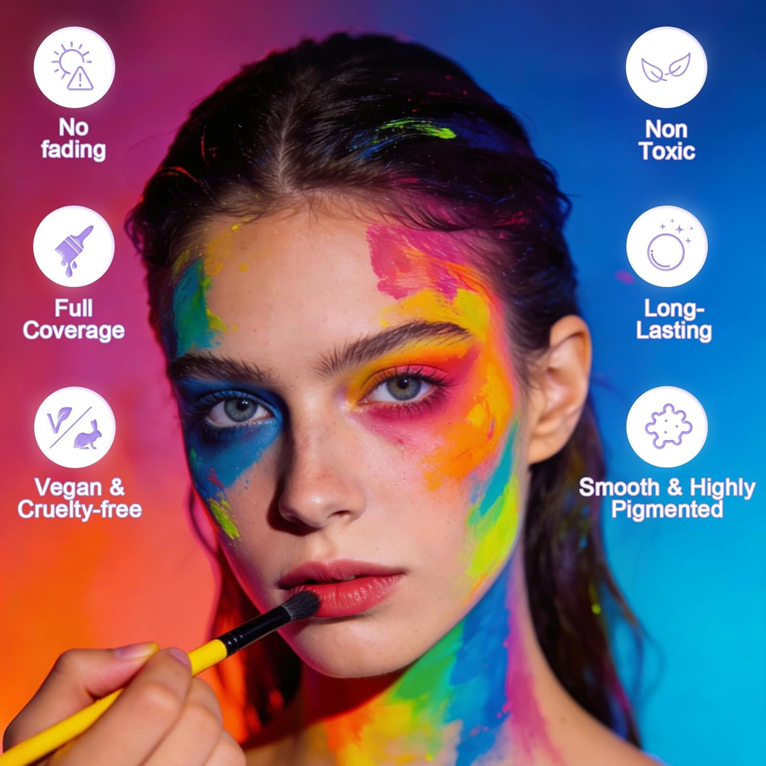 Face Body Paint Oil Palette, 24 Colors Large White Professional Face Painting Kit for Halloween SFX Party Costume Sport Festival Stage Cosplay Full Size Makeup Painting Kit