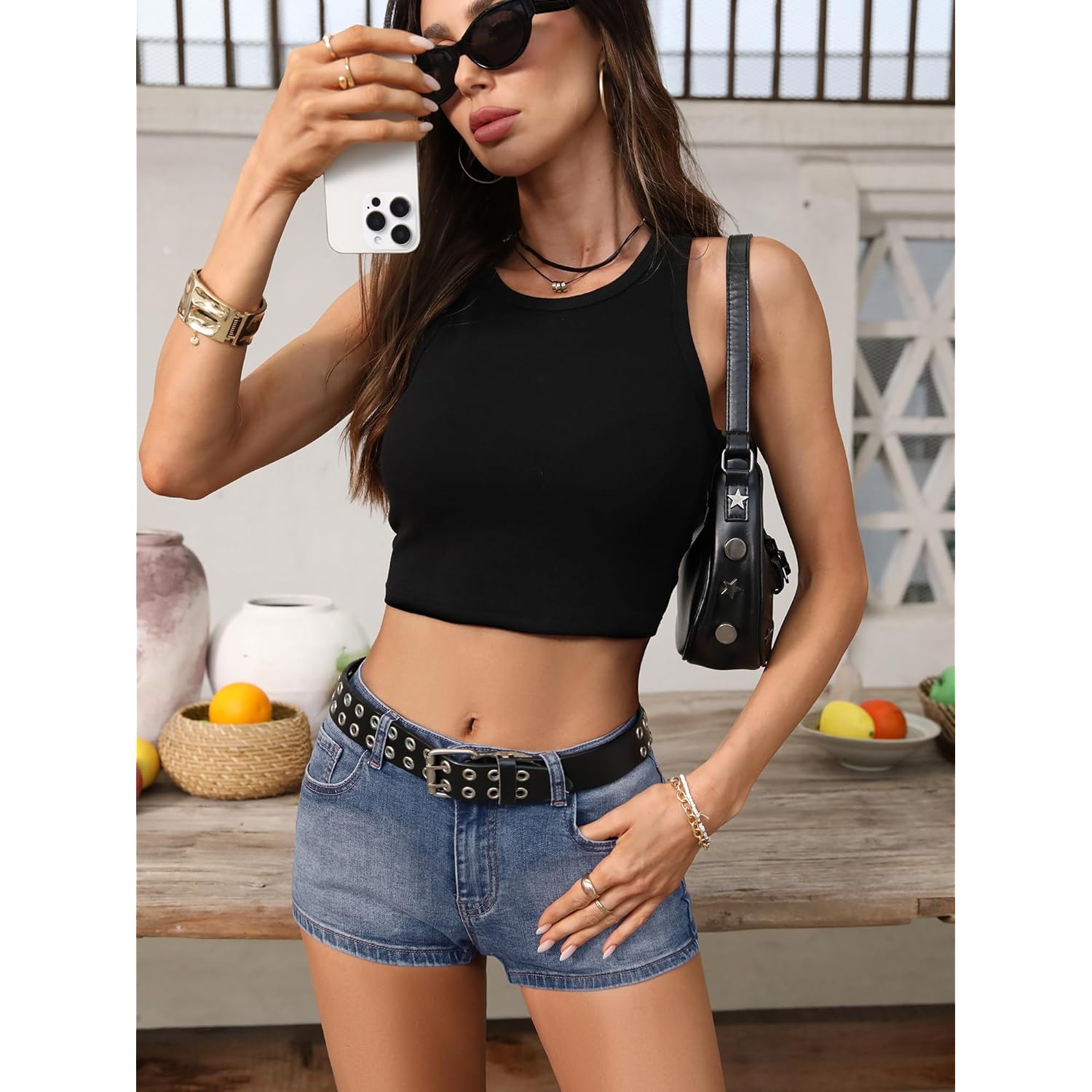 High Stretchy Low Rise Jean Shorts for Women, Y2K Mini Denim Shorts Sexy Summer