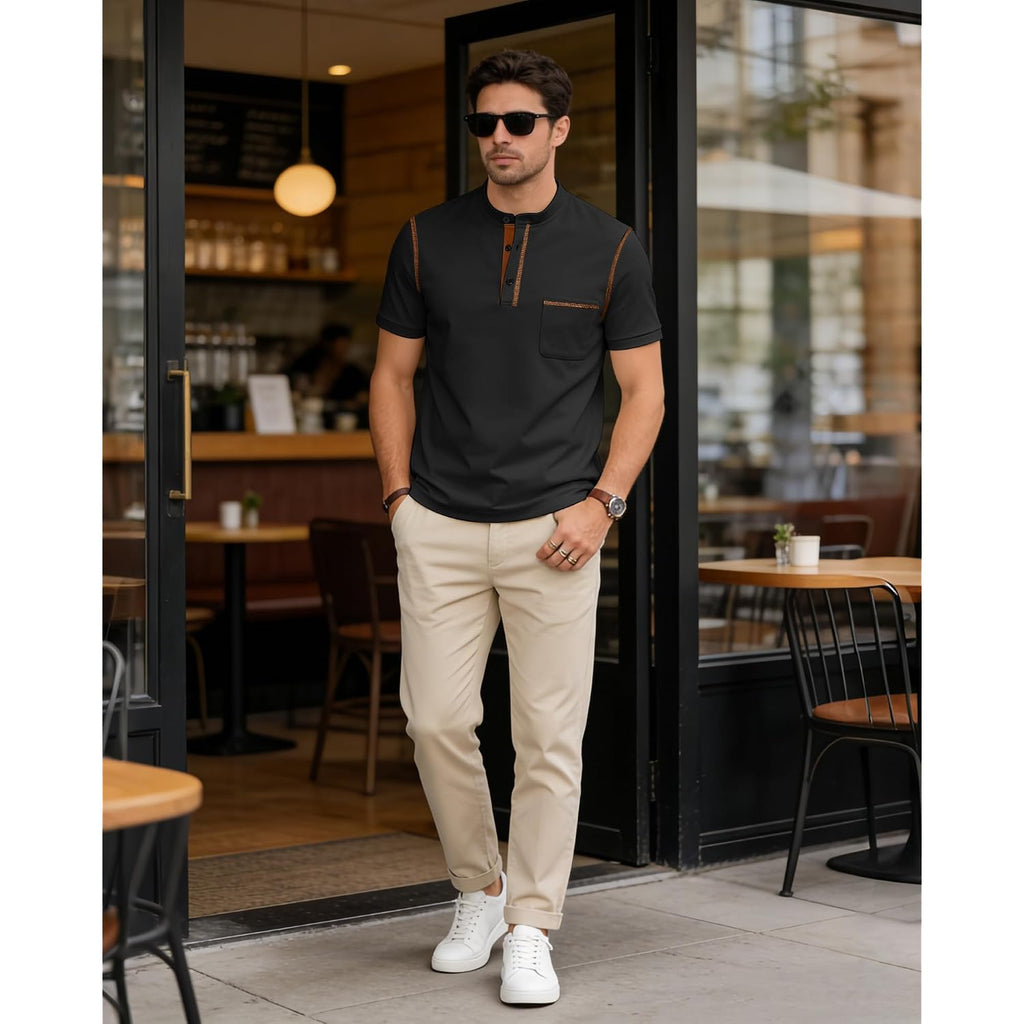 Men'S Henley Shirt Short Sleeve T-Shirt Casual Top Pullover Summer Lightweight Tee Shirts With Button