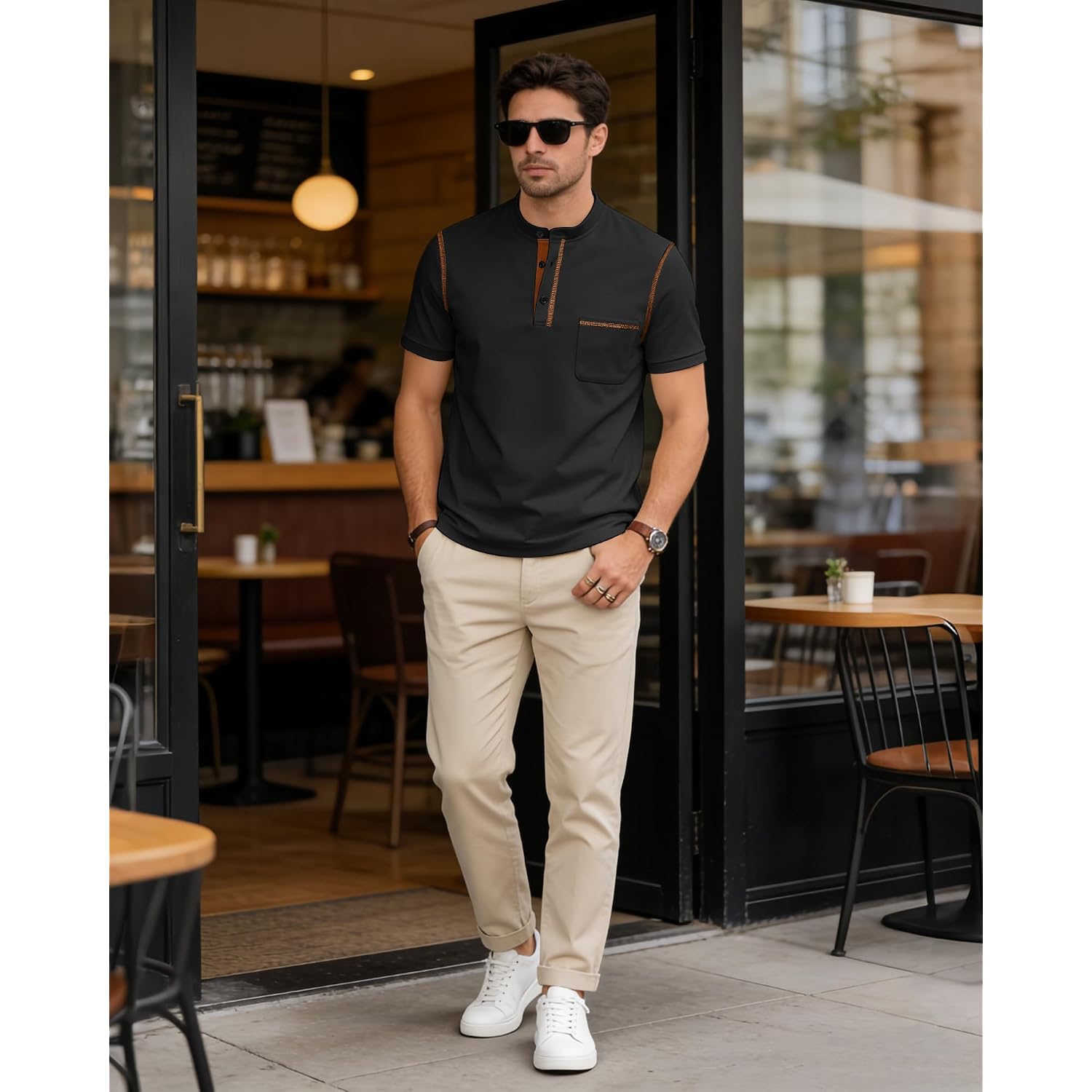 Men'S Henley Shirt Short Sleeve T-Shirt Casual Top Pullover Summer Lightweight Tee Shirts With Button