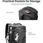 Tomtoc 28/40L Travel Backpack, Tsa Carry On/Personal Item Bag Flight Approved, Water-Resistant Carry On Luggage, Pfas Free
