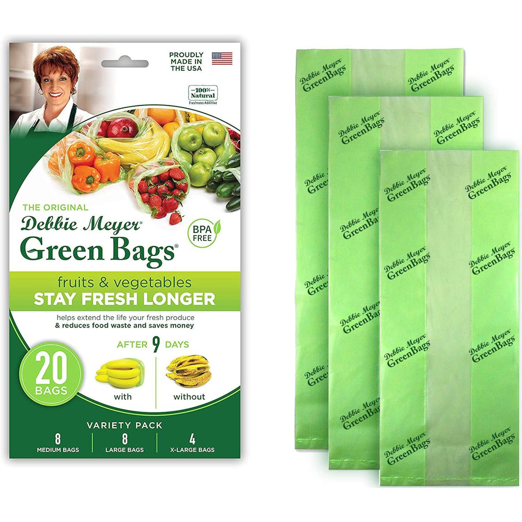 Debbie Meyer Greenbags, 20-Pack (8M, 8L, 4Xl), Reusable Food Storage Bags | Foodfresh Technology, Helps Keep Fruits And Vegetables Fresh Longer, Bpa-Free, Kitchen & Fridge Use, Made In The Usa