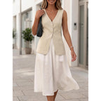 2026 Summer Women'S Linen Vest Tops - Lightweight Breathable Fully-Lined Fashion Casual Blazer With Pockets