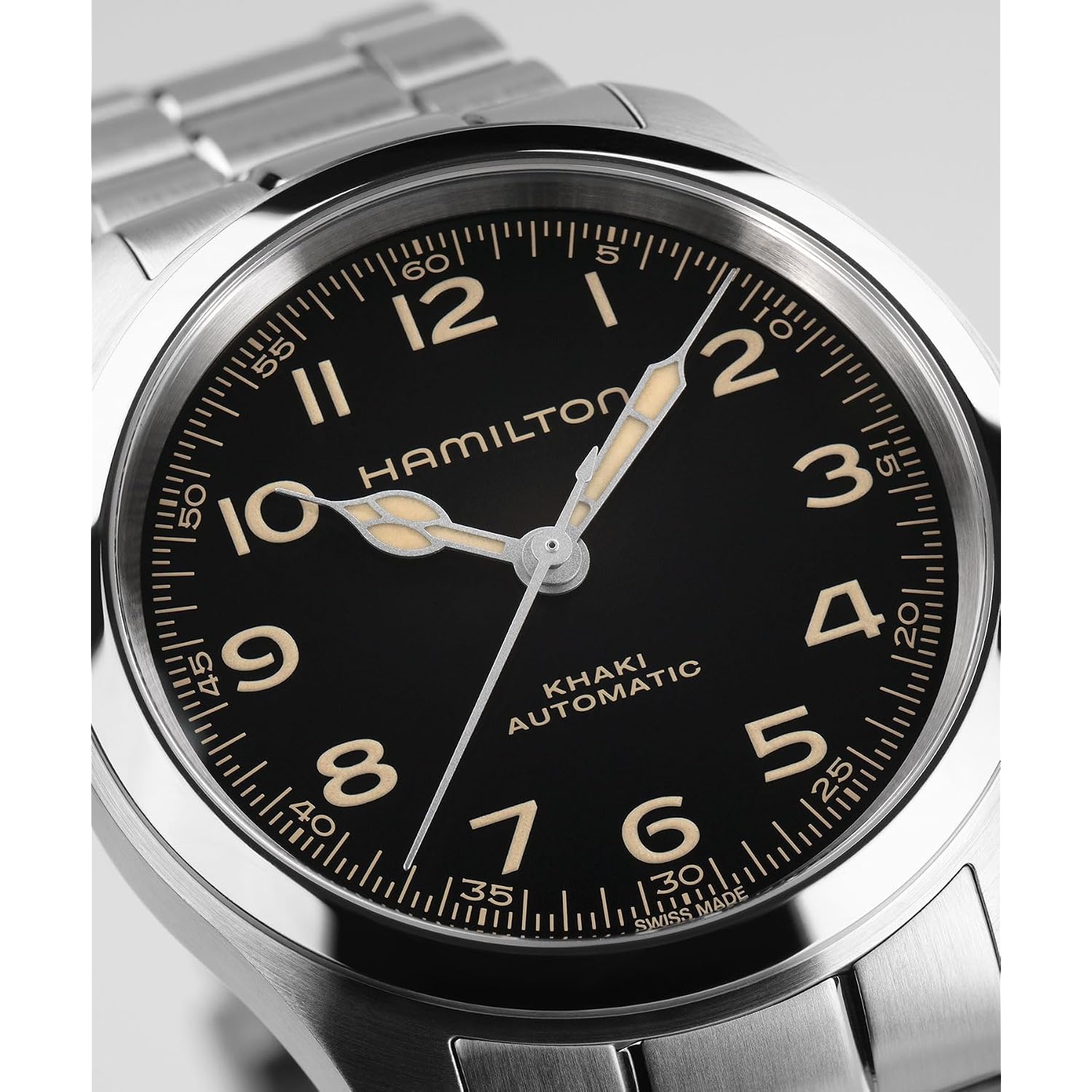 Hamilton Khaki Field Murph Automatic Men'S Watch, 38Mm Stainless Steel Case, Swiss Made, Black Dial Analog Wrist Watch, 100M Waterproof, Sapphire Crystal, 3-Hand Movement, Stainless Steel Strap