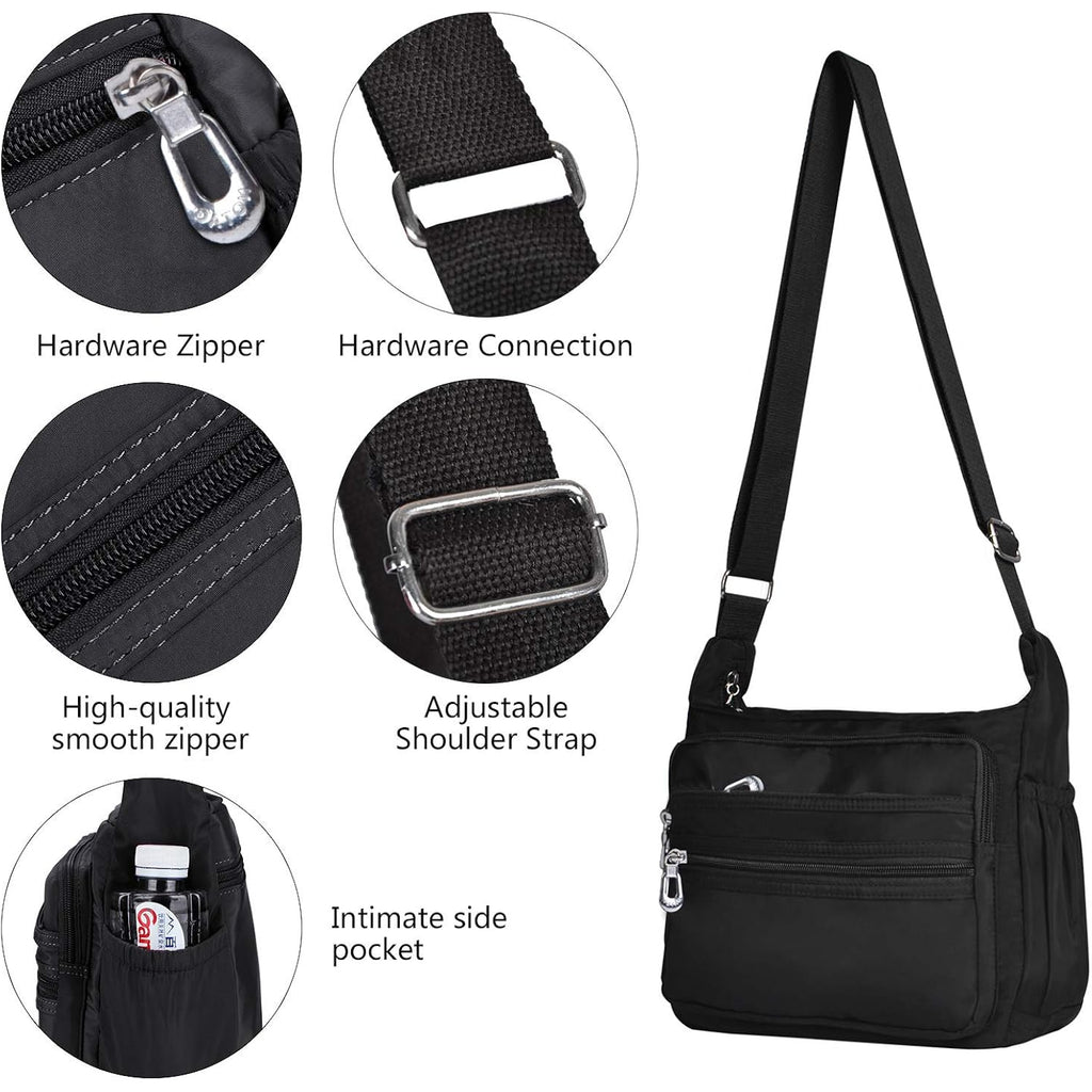 Crossbody Bag For Women Waterproof Shoulder Bag Messenger Bag Casual Nylon Purse Handbag