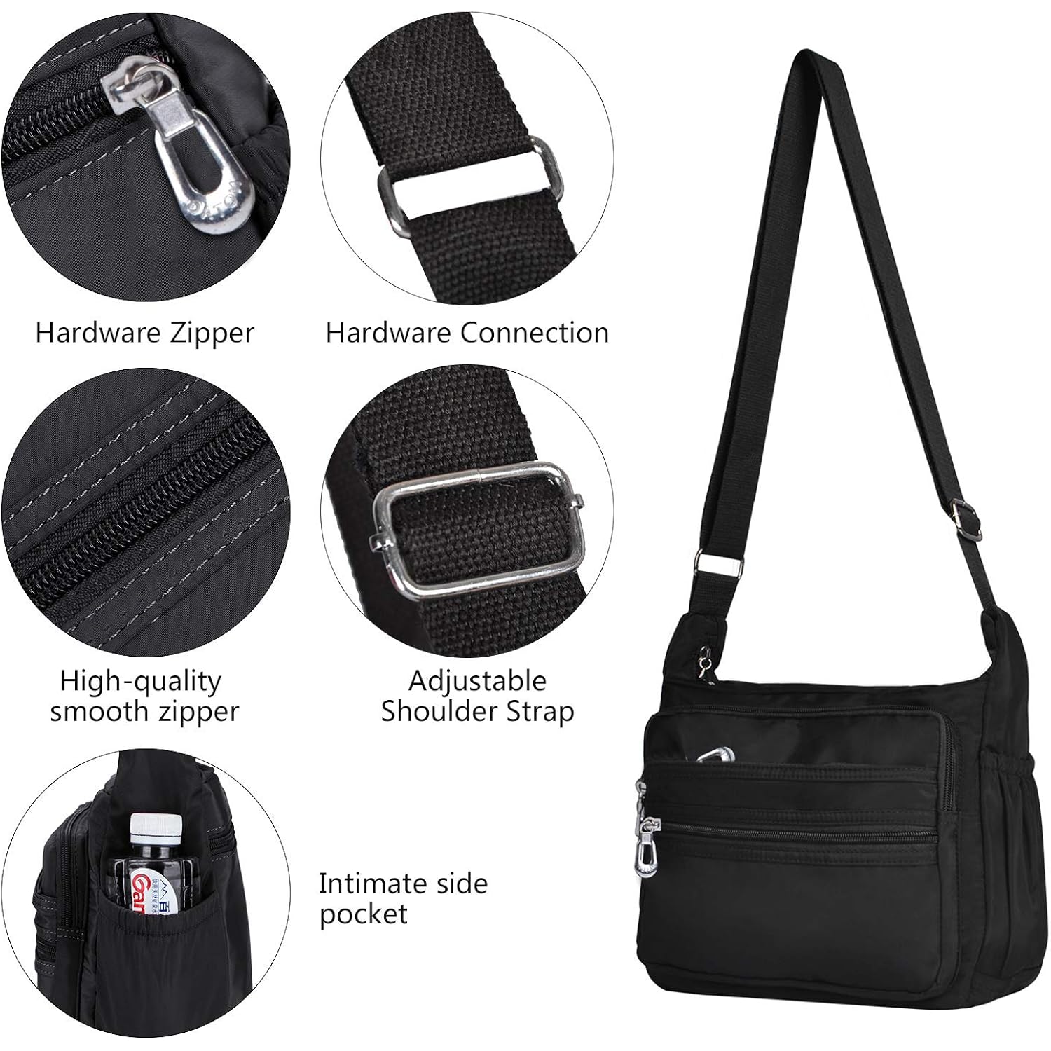 Crossbody Bag For Women Waterproof Shoulder Bag Messenger Bag Casual Nylon Purse Handbag