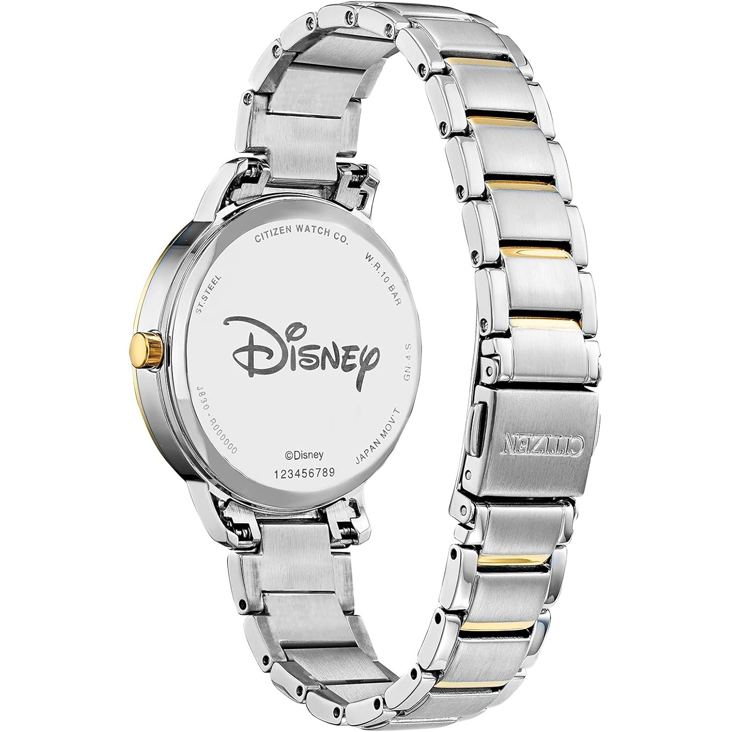 Citizen Eco-Drive Ladies' Mickey Mouse Crystal Watch, Two Tone Gold Stainless Steel, 3-Hand, 36Mm (Model: Fe7044-52W)