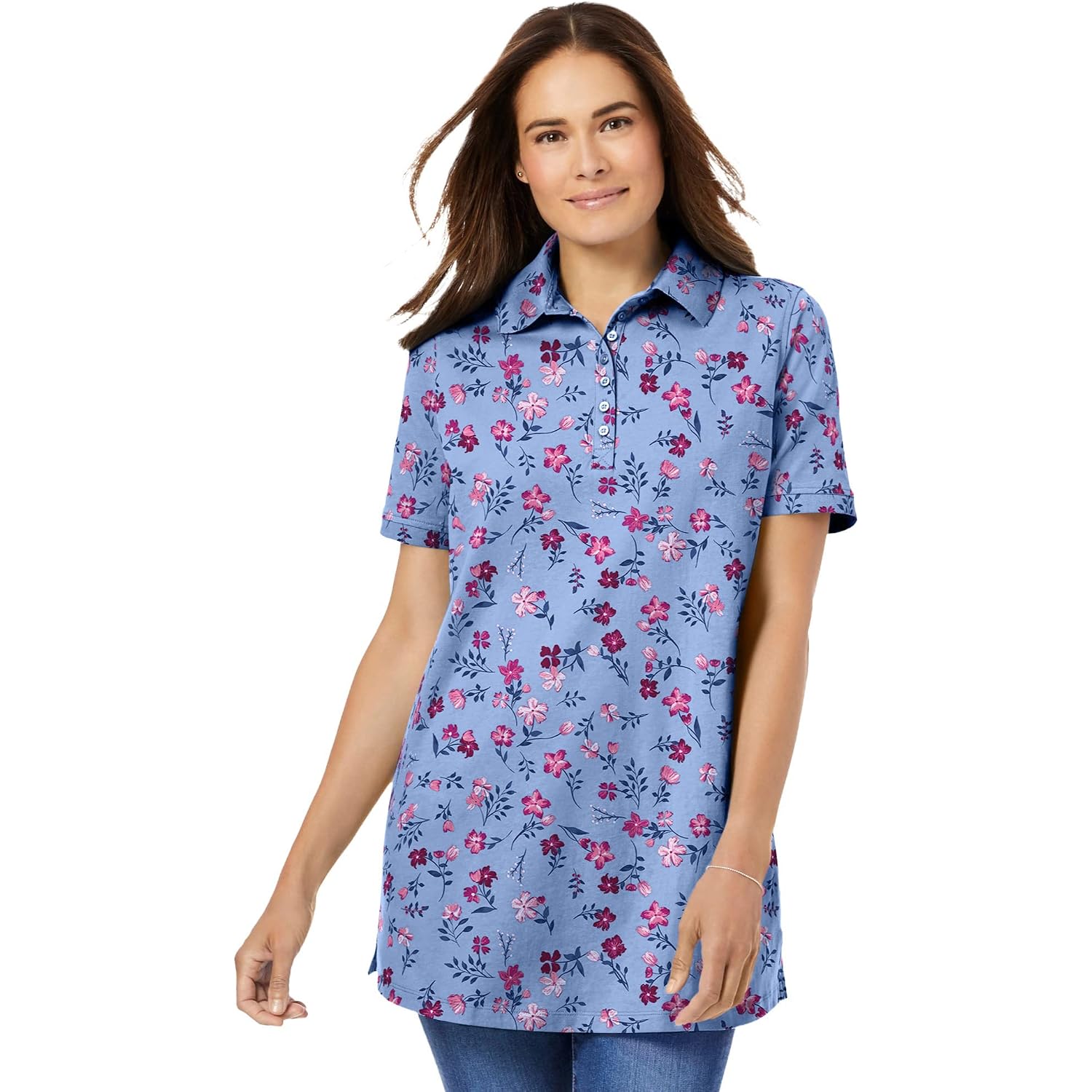 Woman Within Plus Size Perfect Short-Sleeve Polo Shirt
