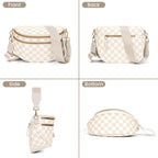 hibear Checkered Crossbody Bag Spacious Bum Bags for Women Nylon Crossbody Fanny Packs Checkered Purse Belt Wallet