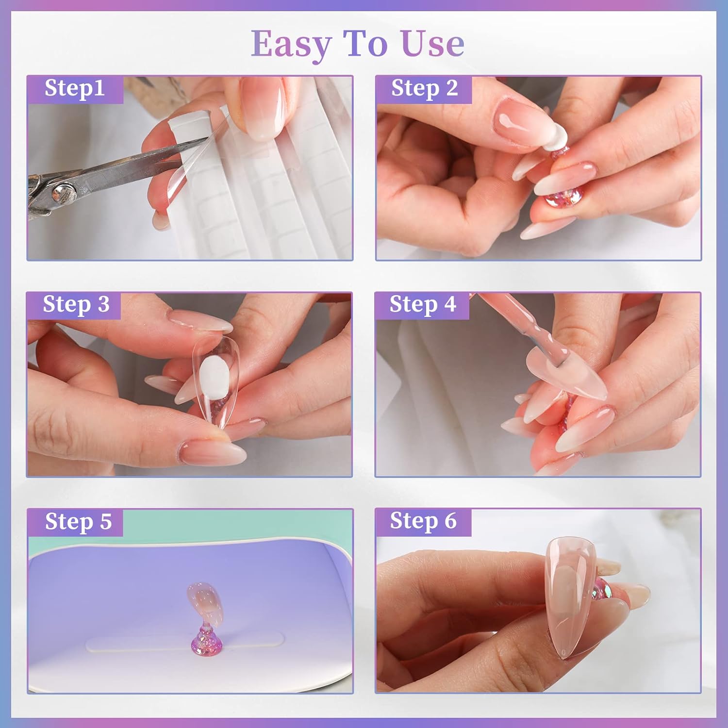 BQAN 2 Set Nail Holder for Painting Nails, Aurora Acrylic Nail Stand for Press on / Fake Nail Tips Training / Nails Display with 96 Pcs Reusable Display Clay