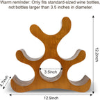Countertop Wine Rack - 6 Bottle Wooden Wine Rack - Freestanding Wine Bottle Holder Stand - Wine Storage Rack For Cabinet Pantry Bar Kitchen