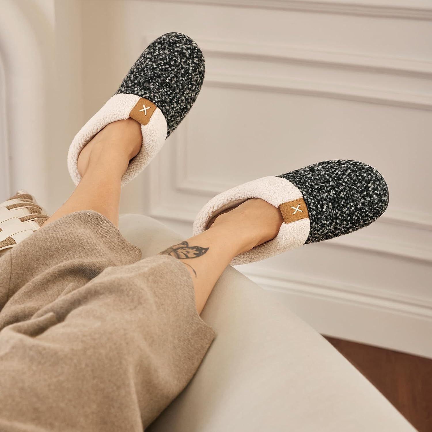 Ultraideas Women'S Indoor Bedroom Slipper With Memory Foam, Gift For Women, Wool-Like House Shoe With Anti-Skid Rubber Sole For Ladies