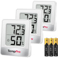 Temppro Tp49 3 Pieces Digital Hygrometer Indoor Thermometer Humidity Meter Mini Hygrometer With Temperature And Humidity Monitor Outdoor And Room Thermometer Weather Station (Previously Thermopro)